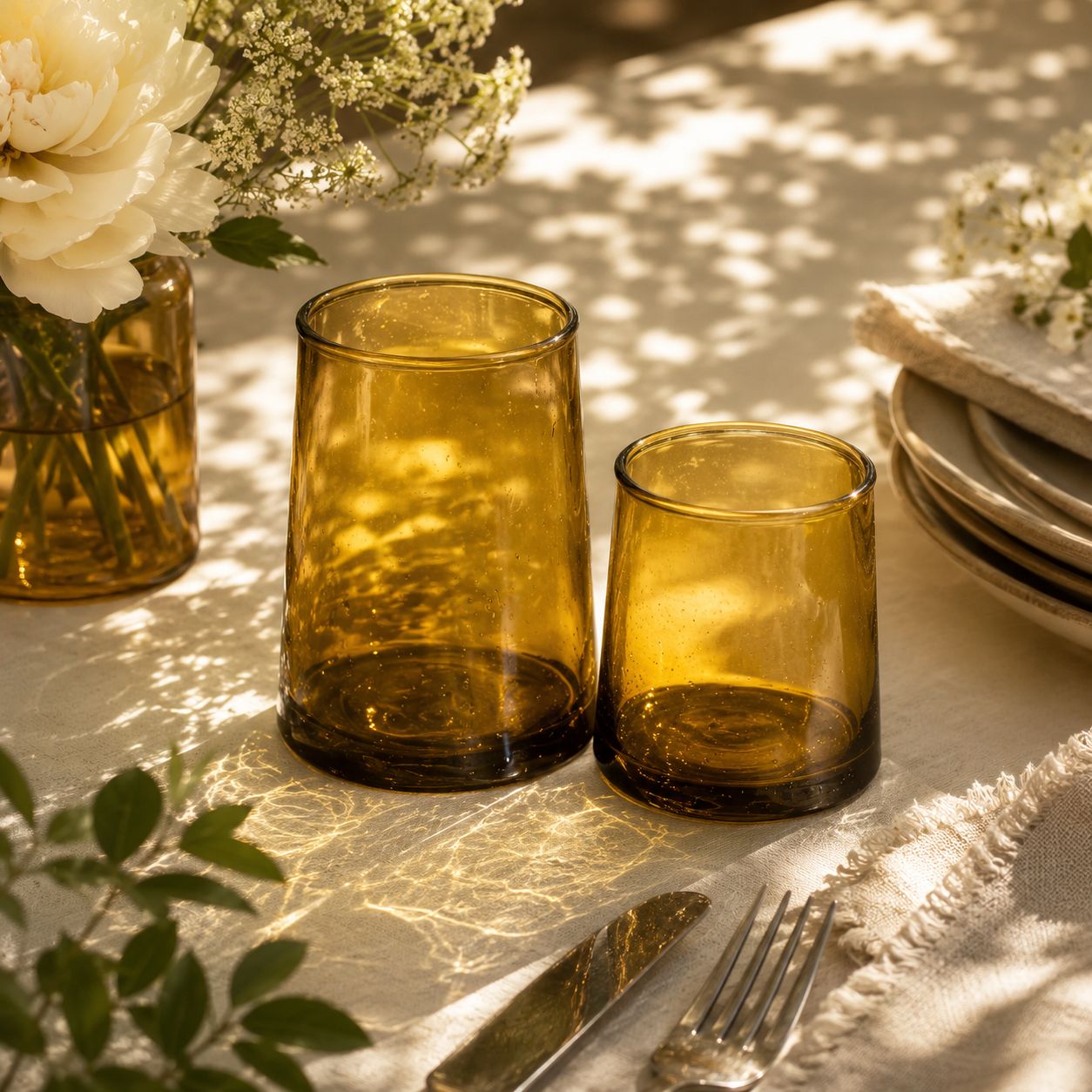 Marokkanske mundblæste glas – Beldi Brown (L)